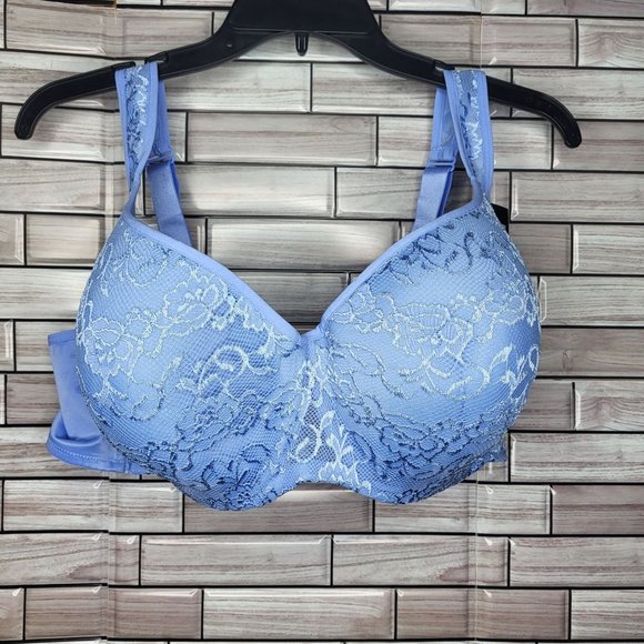 Avenue Plus‎ Size Fashion Lace Balconet Bra - Underwire - Angel Blue - 50C NWT - Picture 1 of 10